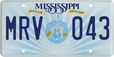 MS license plate MRV043