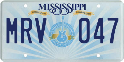 MS license plate MRV047