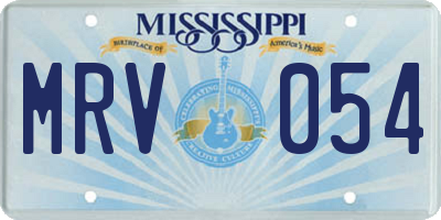 MS license plate MRV054