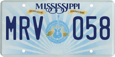 MS license plate MRV058