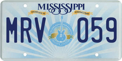 MS license plate MRV059