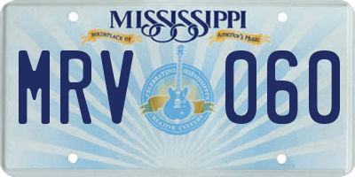 MS license plate MRV060