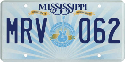 MS license plate MRV062