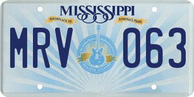 MS license plate MRV063