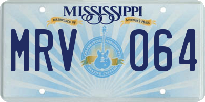 MS license plate MRV064