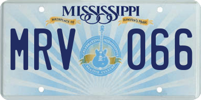 MS license plate MRV066