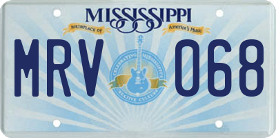 MS license plate MRV068