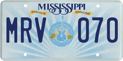 MS license plate MRV070