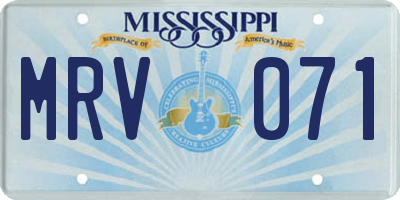 MS license plate MRV071