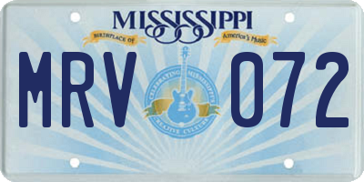 MS license plate MRV072