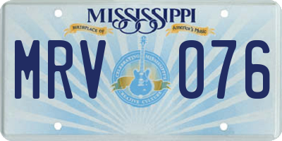 MS license plate MRV076
