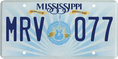 MS license plate MRV077