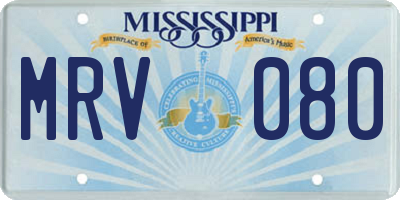 MS license plate MRV080