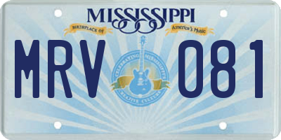 MS license plate MRV081