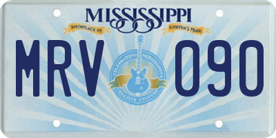 MS license plate MRV090