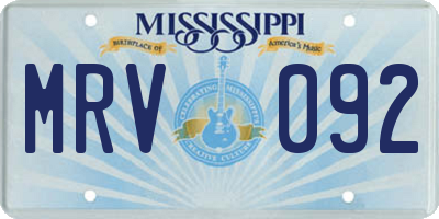 MS license plate MRV092