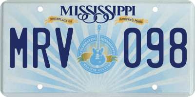 MS license plate MRV098