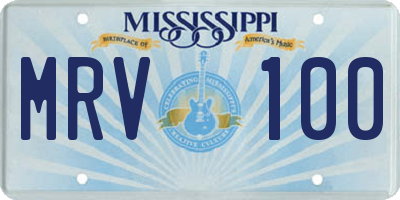 MS license plate MRV100