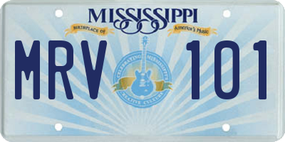 MS license plate MRV101