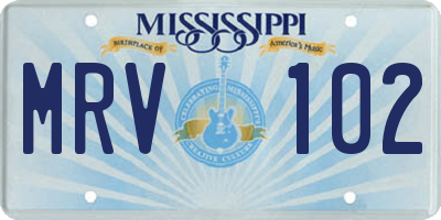 MS license plate MRV102
