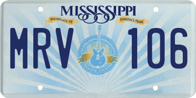 MS license plate MRV106
