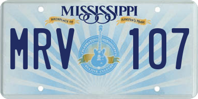 MS license plate MRV107