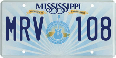 MS license plate MRV108