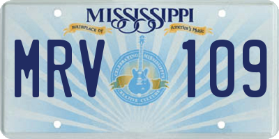 MS license plate MRV109