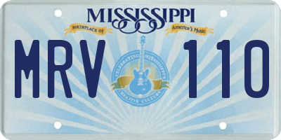 MS license plate MRV110