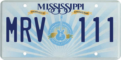MS license plate MRV111