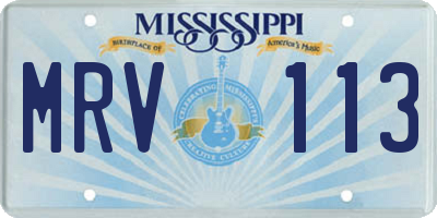 MS license plate MRV113