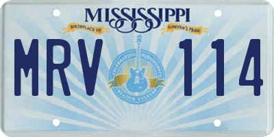 MS license plate MRV114