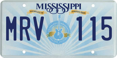 MS license plate MRV115