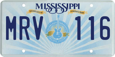 MS license plate MRV116
