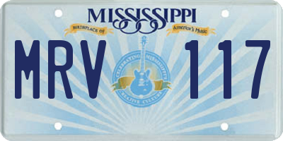 MS license plate MRV117