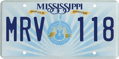 MS license plate MRV118