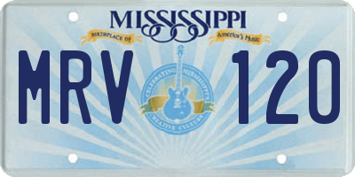 MS license plate MRV120