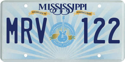 MS license plate MRV122