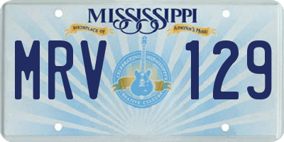 MS license plate MRV129