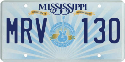 MS license plate MRV130