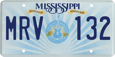MS license plate MRV132