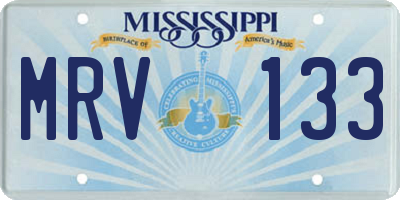 MS license plate MRV133