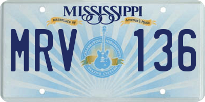 MS license plate MRV136