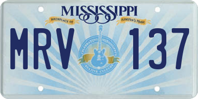 MS license plate MRV137