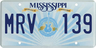 MS license plate MRV139