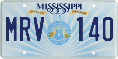 MS license plate MRV140