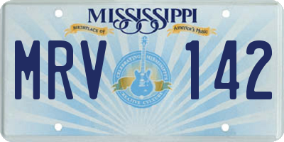 MS license plate MRV142