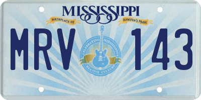 MS license plate MRV143