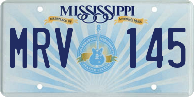 MS license plate MRV145