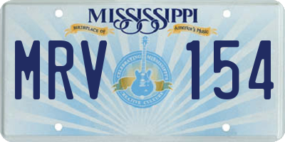 MS license plate MRV154